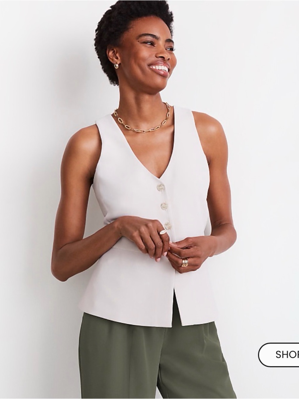 NWT LOFT Versa Crepe Drape Halter Vest Petite Small